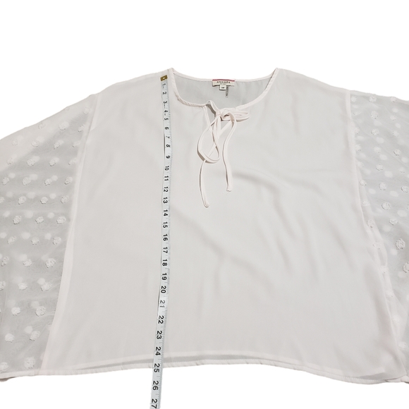Andree by Unit Pinkish White Pom Pom Dot Sheer Poncho Blouse Size SM - Picture 5 of 10